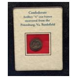 Confederate Artillery ï¿½Aï¿½ coat button