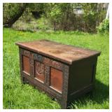 17th Century Oak Coffer Chest - Signed "M.S. 1669"