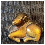 Antique Miniature Bronze Recumbent Stag Sculpture