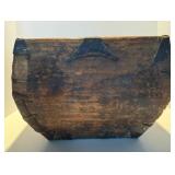 Antique Wood & Iron Grain Basket - Likely Chinese
