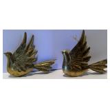 2 Stamped Tin Doves in Flight Hanging Decorations