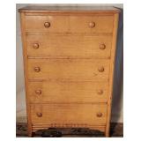 Vintage 5 Drawer Oak Tall Chest