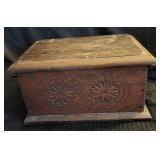 18th Century Chip-Carved Pine & Oak Storage  Box