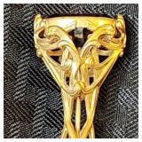 Antique Art Nouveau Gold & Amethyst Glass Hatpin
