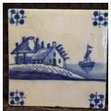 18th Century Dutch Delft Blue & White Tile