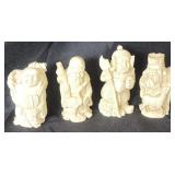 4 Vintage Asian Hand Carved Faux Ivory Figures