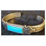 Native American Sterling & Turquoise Bracelet