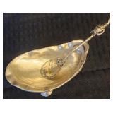 Silver Plated Oyster Shaped Salt Dish & Spoon