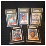 Five (5) Star Baseball Cards Certified by SGC