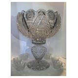 Fine & LARGE  'J.Hoare' ABP Cut Glass Punch Bowl