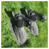 Pair of Fine & Large Vintage Cast Iron Horse Heads