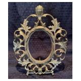 Antique Rococo Gilded Metal Table Picture Frame