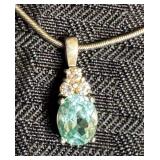Sterling silver necklace with light turquoise