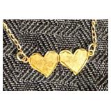 14K gold necklace with 2 hearts ï¿½ 11 inches