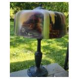 Early Electric Reverse Painted Table Lamp