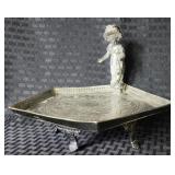 Antique 'Tufts' Figural Silver Plated Card Tray