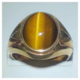 Vintage Men's 10K Gold & Oval 'Tiger Eye' Ring