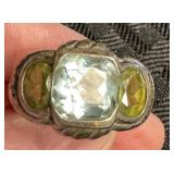 Vintage Judith Ripka Sterling,Topaz & Peridot Ring
