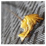 Antique Gold Filled Indian Princess Portrait