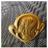 Antique Art Nouveau Gold Filled Portrait Hatpin