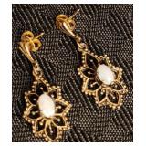 Pair of Vintage Sterling  Vermiel & Opal Earrings