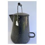Large Antique Enameled Metal Coffee Pot