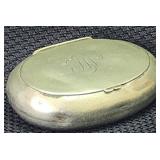 Antique Nickel Plated Brass Oval Snuff Box