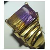 Vintage 1980s Fine 10K Gold & Ametrine Ring