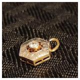 Antique 14K Gold & Diamond Art Deco Pendant