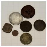 Lot of 8 U.S. and Foreign Coins: 18xx Bust Hae