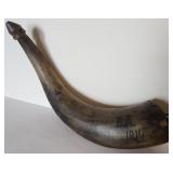 Antique Carved Powder Horn - Inscribed "B.A. 1814"