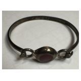 Vintage sterling silver bracelet Mexico with red .