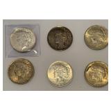 Six (6) Peace Dollars