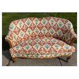 French Style Upholstered Settee w/ Walnut Frame
