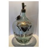 20th C. French Blown Glass Demijohn Bottle Lamp