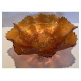 Antique Fenton Carnival Glass Stag & Holly Bowl