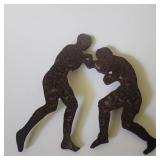 Cast Iron Wall Hanging of Outline 2 Boxers 6x6 in.