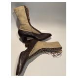 Pair of Antique Leather High-Top Lace-up Boots