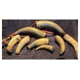 Group of 8 Antique Powder Horns