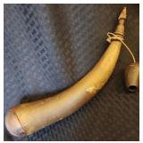 Antique Carved Powder Horn & Measure- "Hugh Smith"