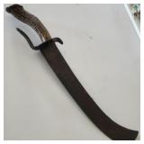 Antique Short Sword / Hanger with Stag Horn Handle