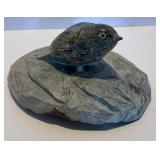 Hand Carved Stone Sculpture - Small Bird on a Rock