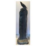 Hand Carved Stone Sculpture - Bird on a Post