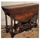 Antique 6 Leg Tiger Oak Gateleg Table