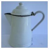 Antique White Enamelware Coffee Pot