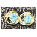 10 K gold earrings with light turquoise