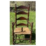 Early Ladder Back Mushroom Cap Armchair -Red Paint