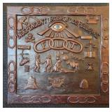 Magnificent Odd Fellows Folk Art Carved Wal. Sign