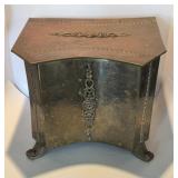 Antique Shaped Brass Coal Box with Scroll Feet