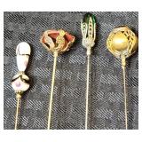 4 Antique Victorian / Edwardian Glass Set Hatpins
